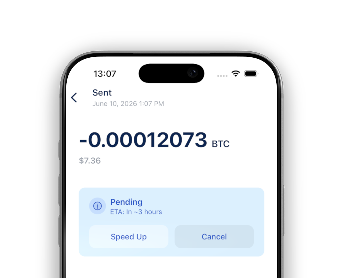 Transaction control screen in BlueWallet