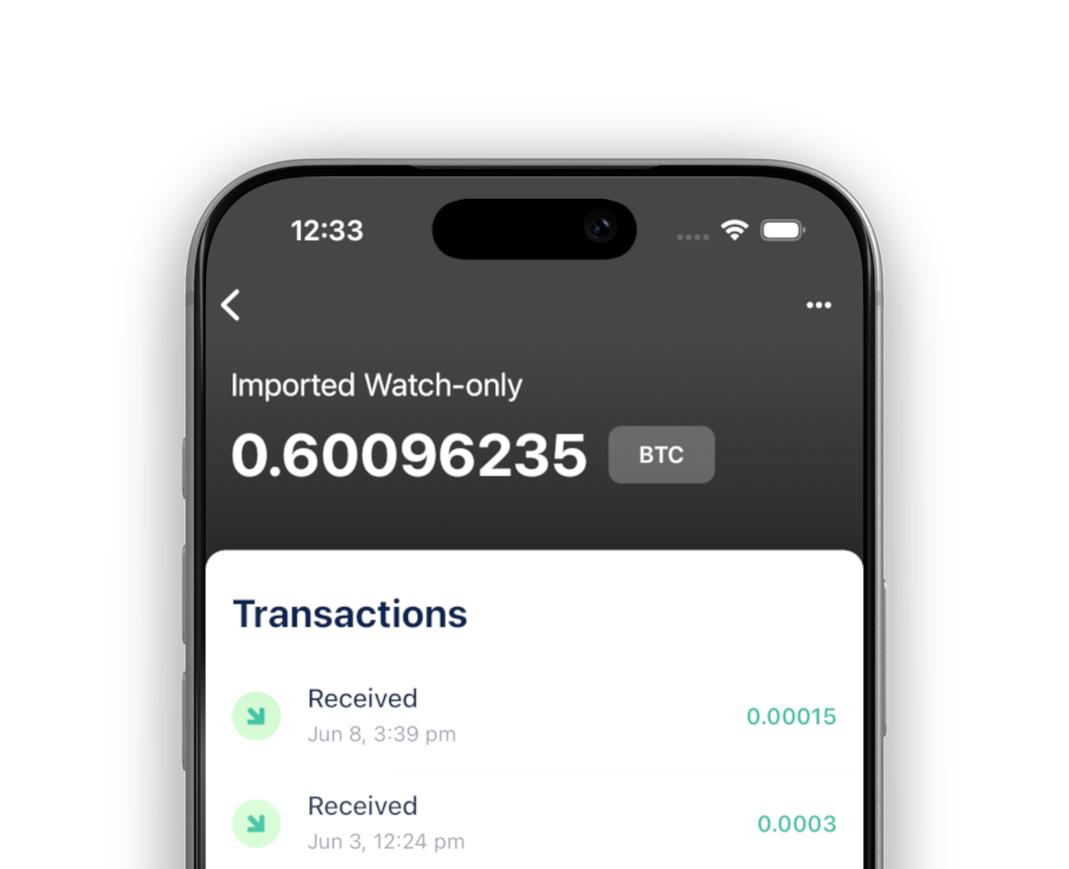 Watch-only wallet screen in BlueWallet