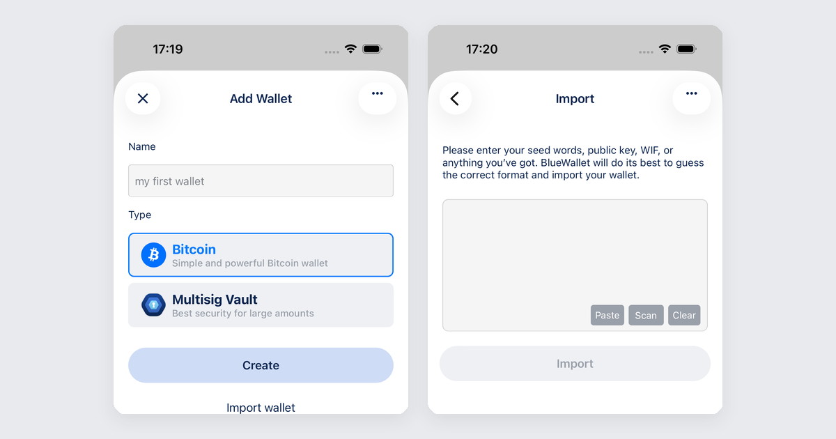 How to import a recovery phrase into BlueWallet